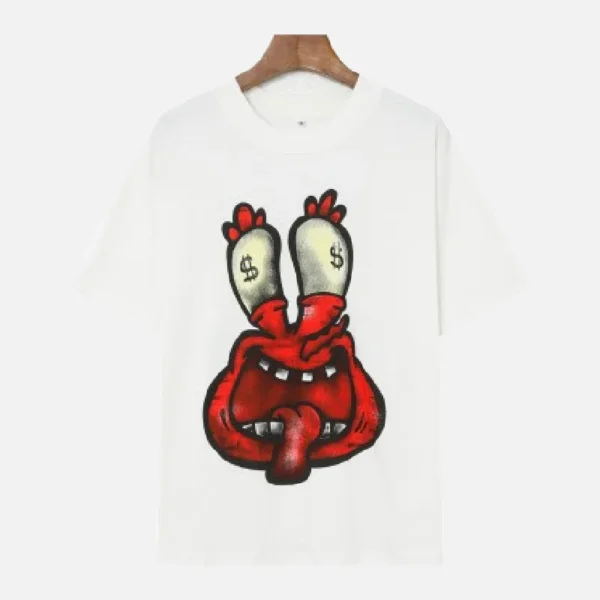 Billionaire Studios New Fashion Animal Head Hand Printed Tee White